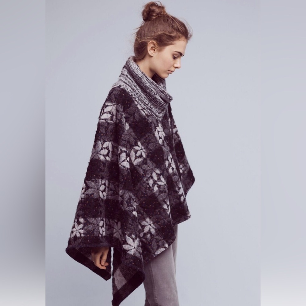 Anthropologie Wintertide Reversible Poncho NWOT